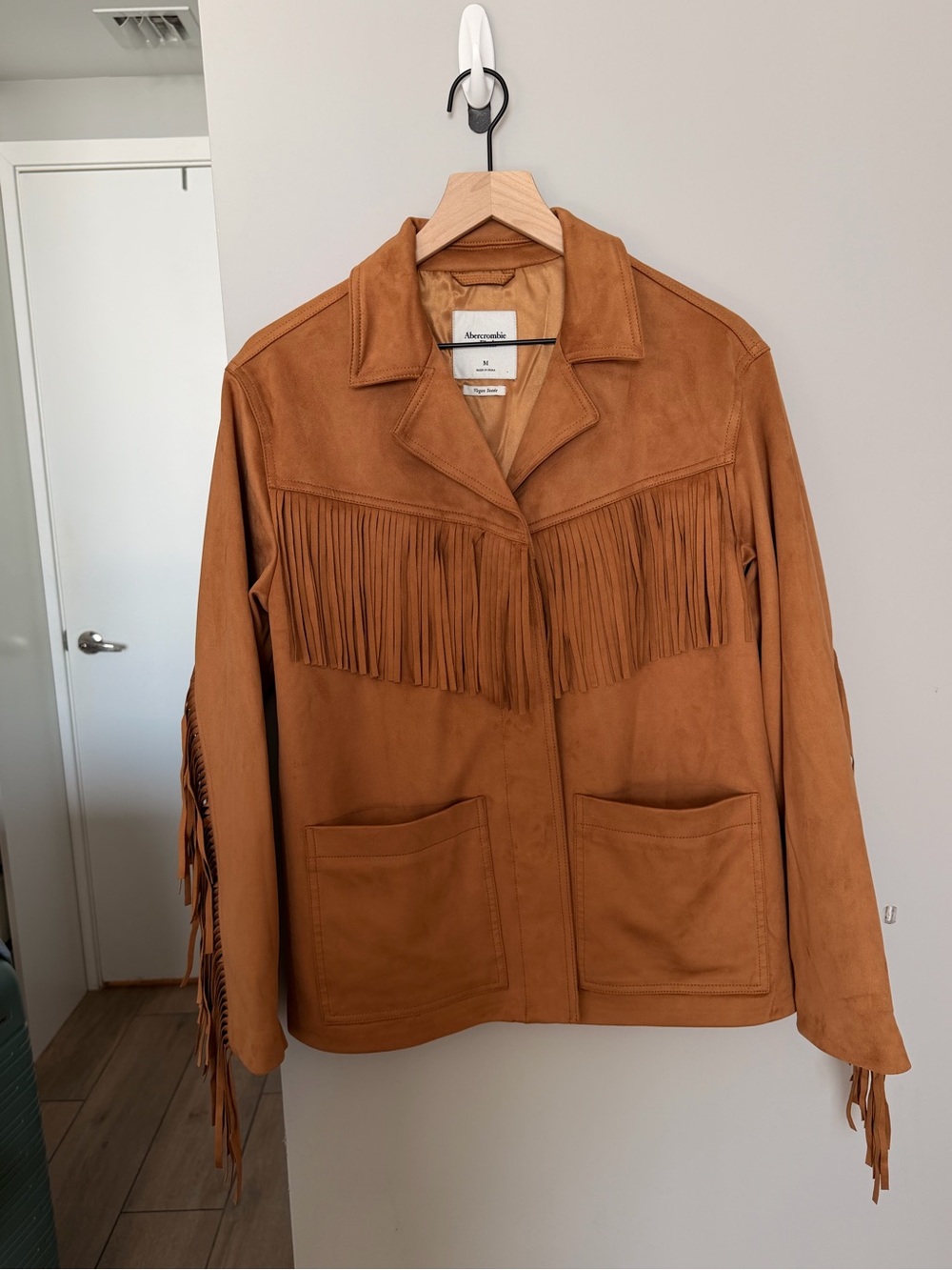Abercrombie & Fitch Tan Suede Fringe Jacket